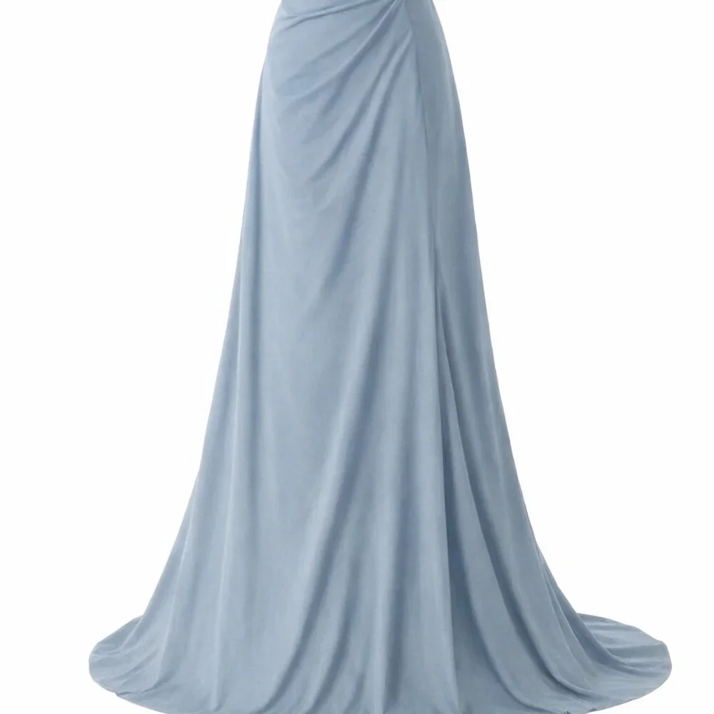 NWT Birdy Grey French Blue Matte Satin Bridesmaid Dress - Size L - Picture 2 of 13